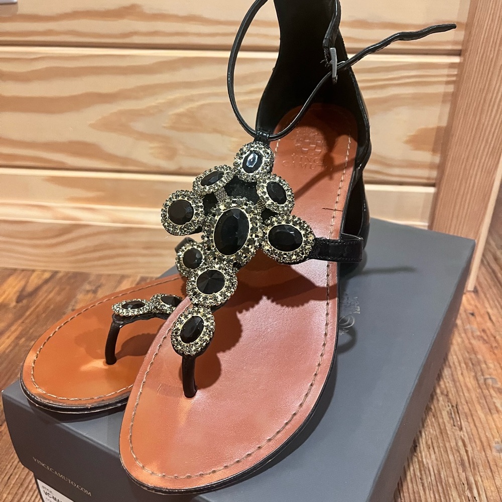 Embellished Black Sandals